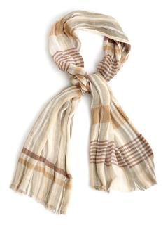 Pastel Grey and Brown Scarf with Sepia Stripes Pattern